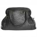 CHANEL black embossed leather tote bag
