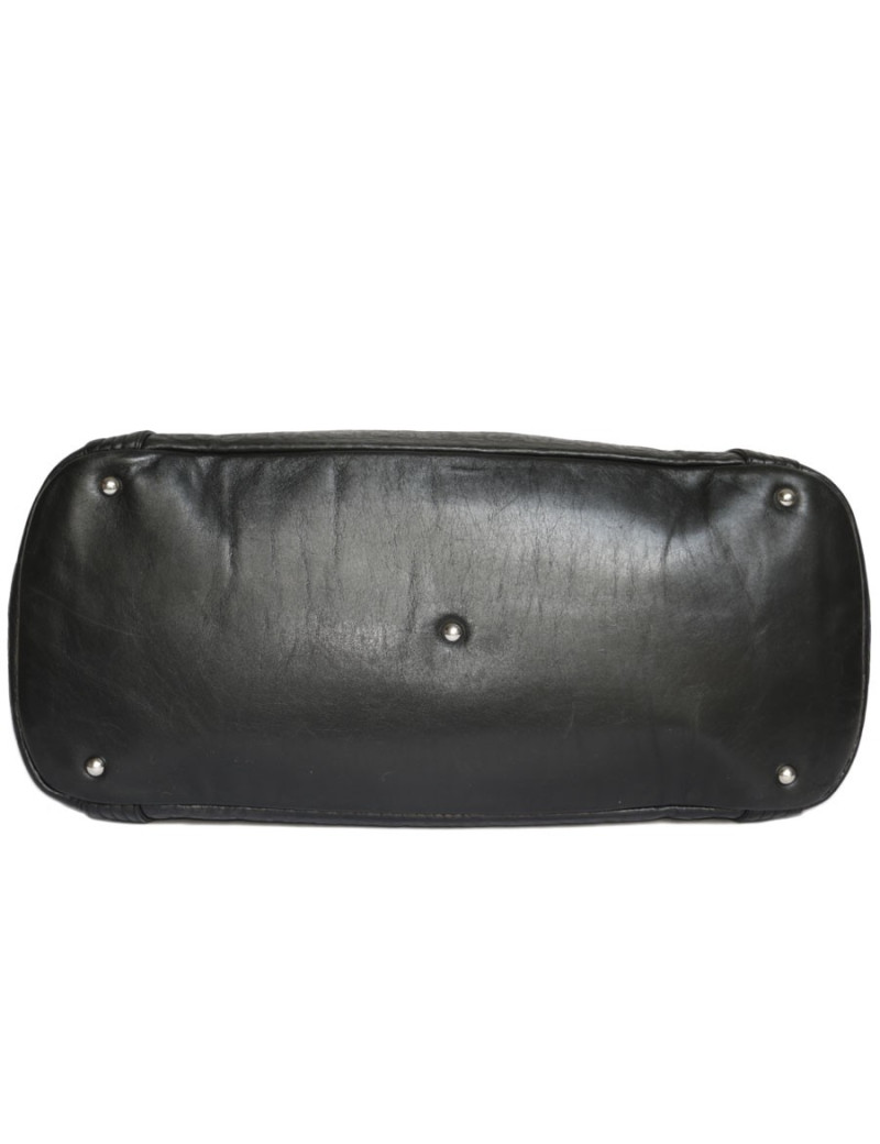 CHANEL black embossed leather tote bag