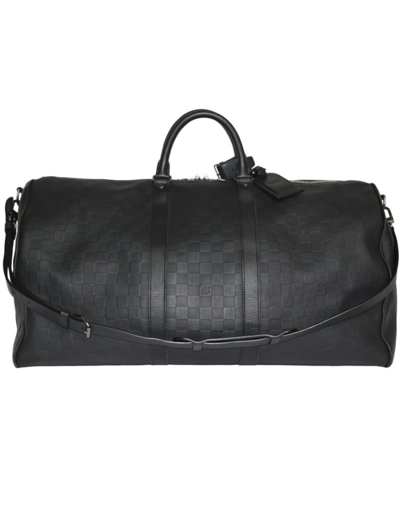Sac keepall LOUIS VUITTON cuir damier infini noir