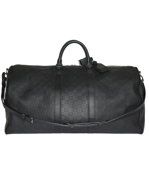 Sac keepall LOUIS VUITTON cuir damier infini noir