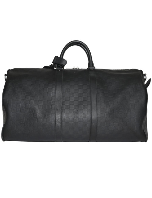 Sac keepall LOUIS VUITTON cuir damier infini noir