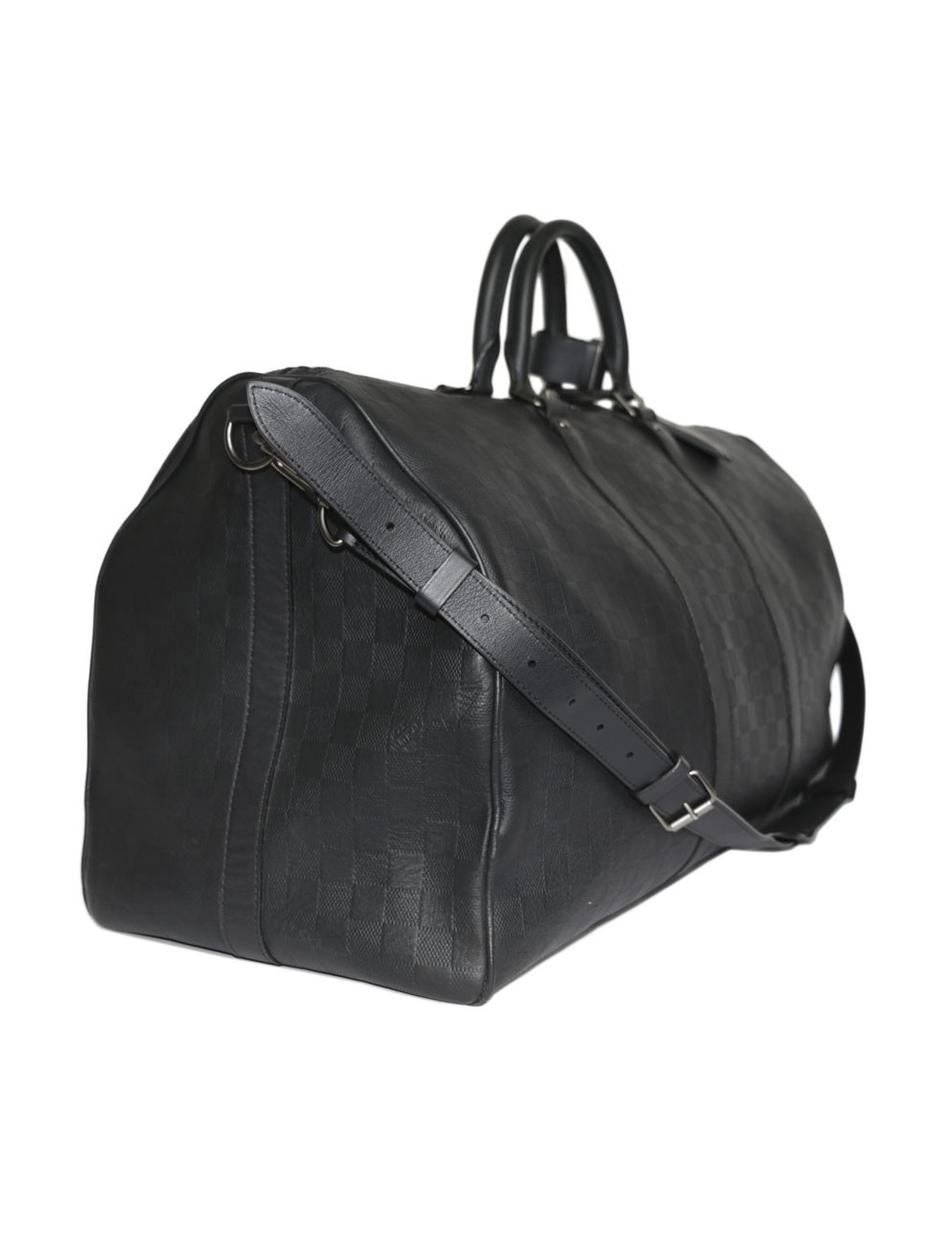 Sac keepall LOUIS VUITTON cuir damier infini noir