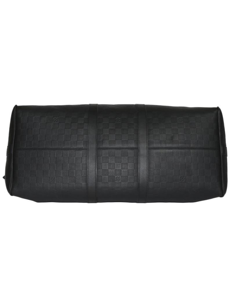 Sac keepall LOUIS VUITTON cuir damier infini noir