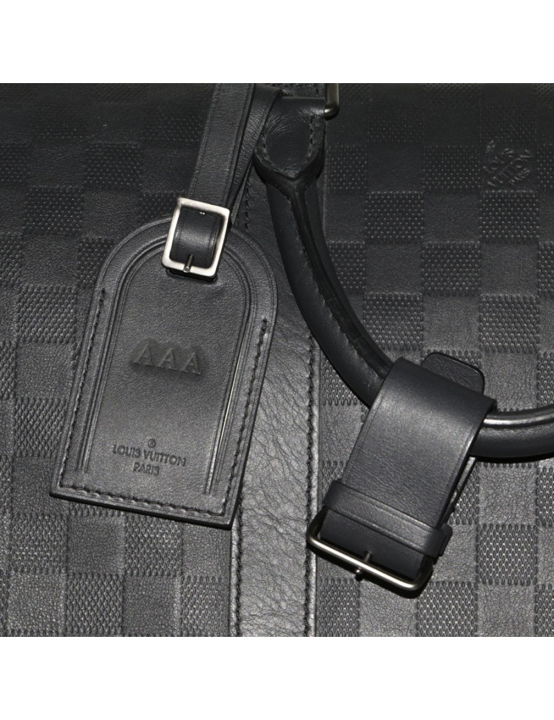 Keepall 55 LOUIS VUITTON leather black infinite checkerboard bag