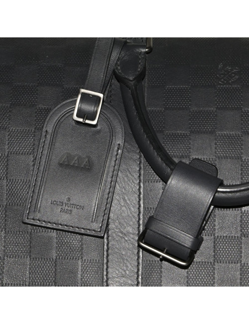 Sac keepall LOUIS VUITTON cuir damier infini noir