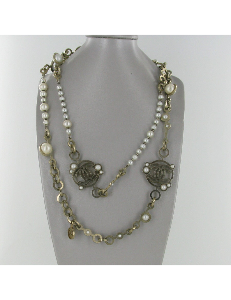 Sautoir perles en pâte de verre CHANEL