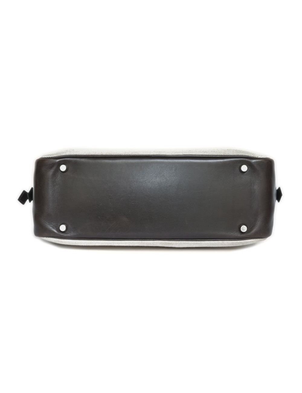 Sac plume HERMES toile H et cuir barénia marron