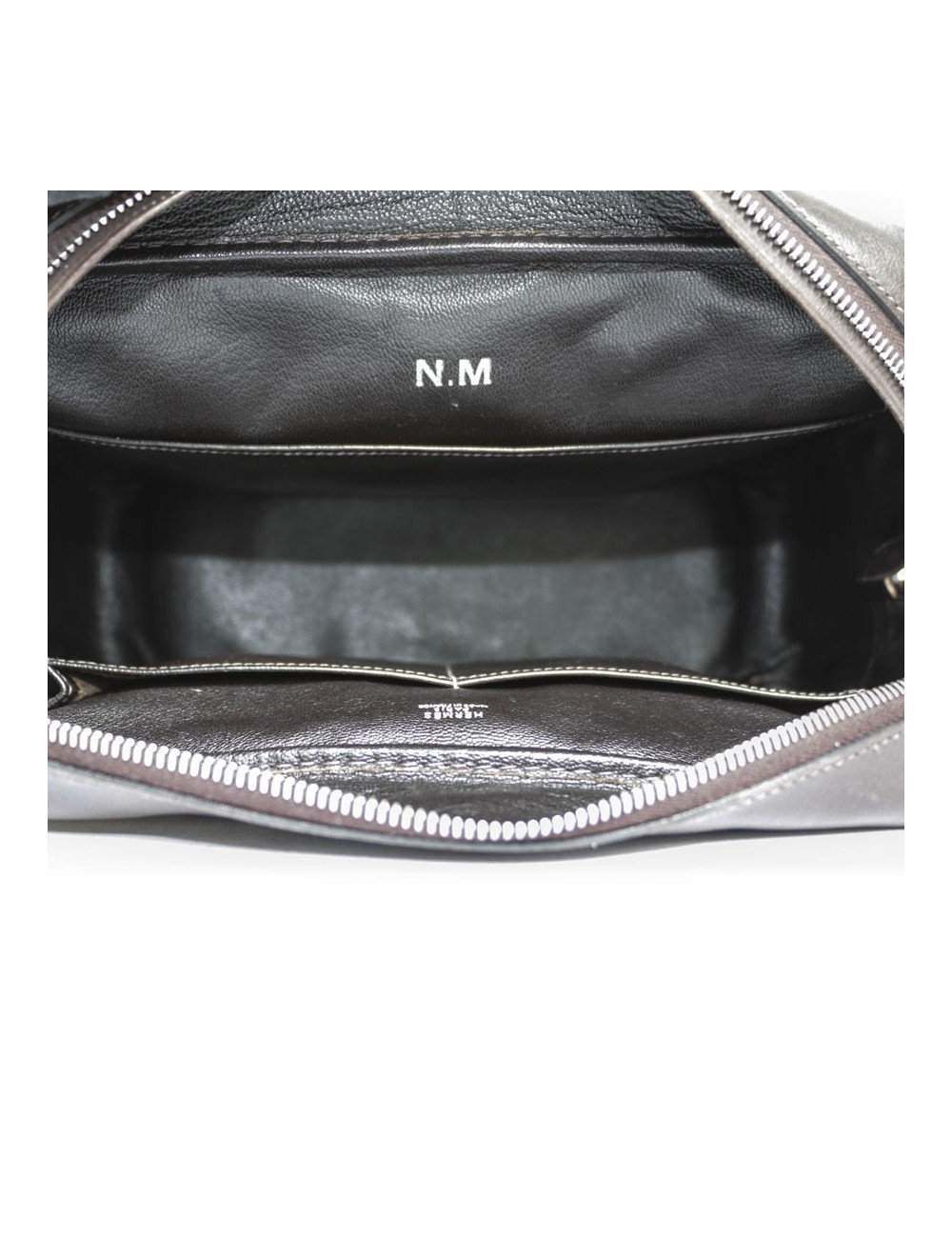 Sac plume HERMES toile H et cuir barénia marron