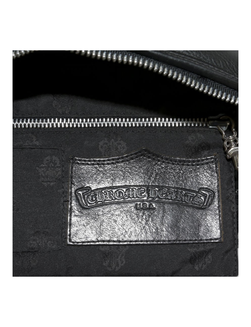 CHROME HEARTS black leather bag