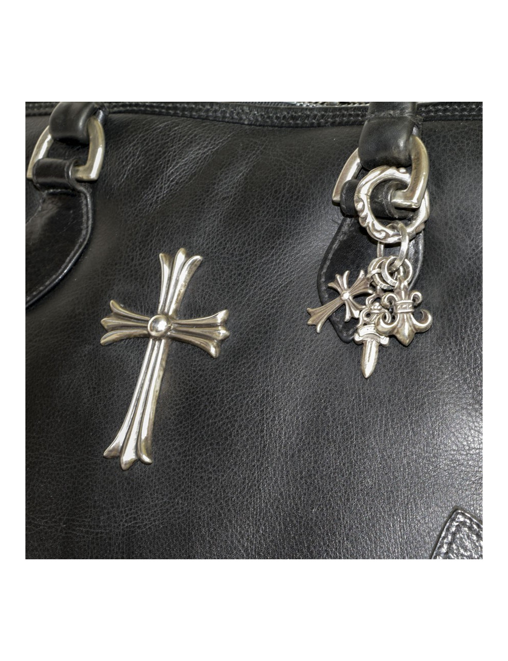 CHROME HEARTS black leather bag
