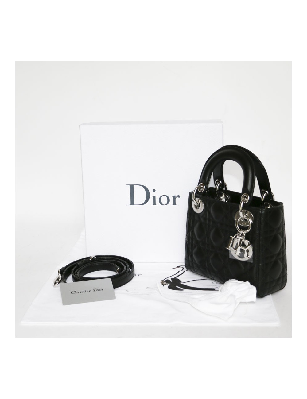 Mini sac Lady DIOR agneau noir