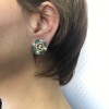CHANEL Clip-on Earrings in Gilded Metal, Green Resin and Pearls