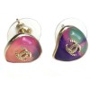 CHANEL Golden nails and multicolored resin earrings