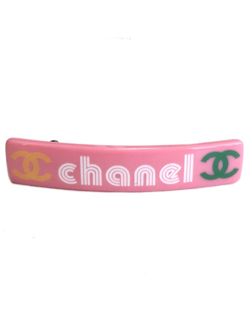 Barrette à cheveux CHANEL en plastique rose
