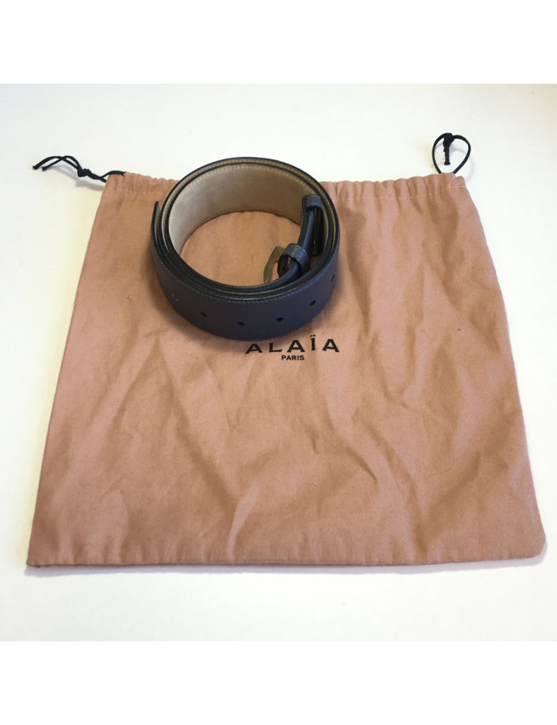 Ceinture ALAIA en cuir gris foncé T75