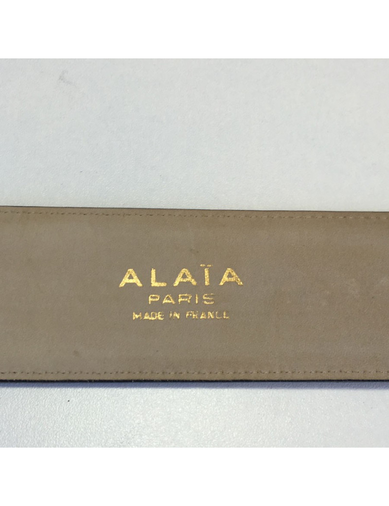 Ceinture ALAIA en cuir gris foncé T75