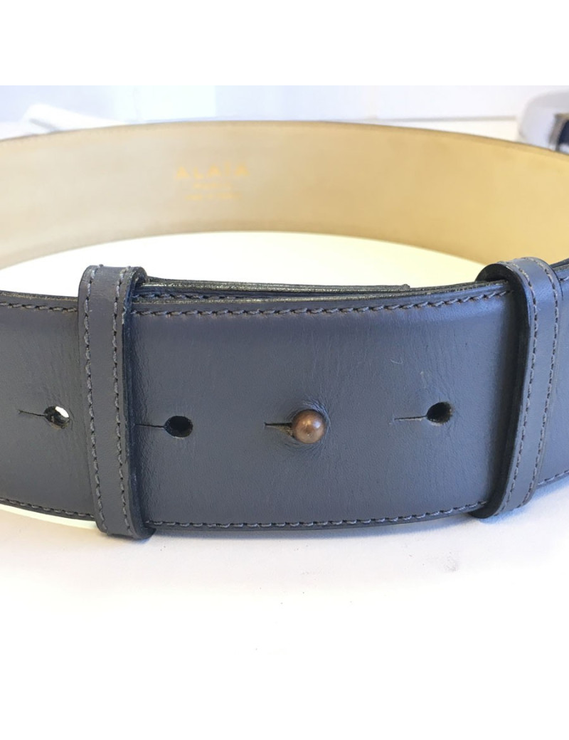  ALAÏA belt in dark gray leather size 75 FR