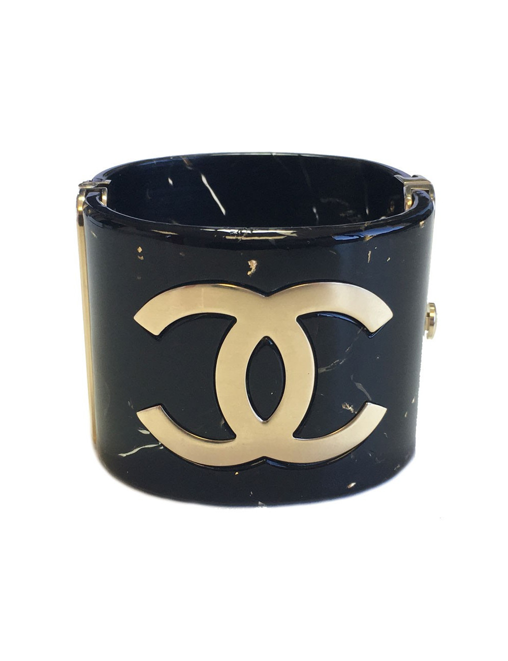 CHANEL Paris-Shanghai cufflinks in black lacquered resin and gold writing