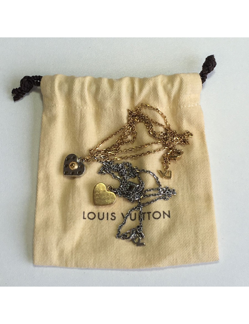 Necklace double LOUIS VUITTON gold and silver metal