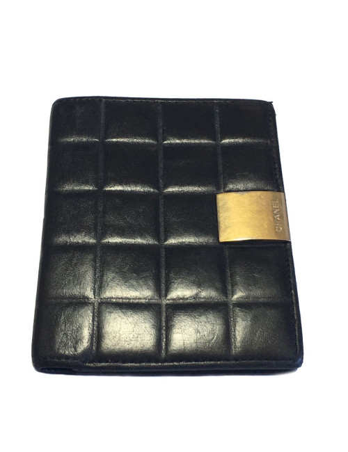 Portefeuille CHANEL Vintage en cuir matelassé noir