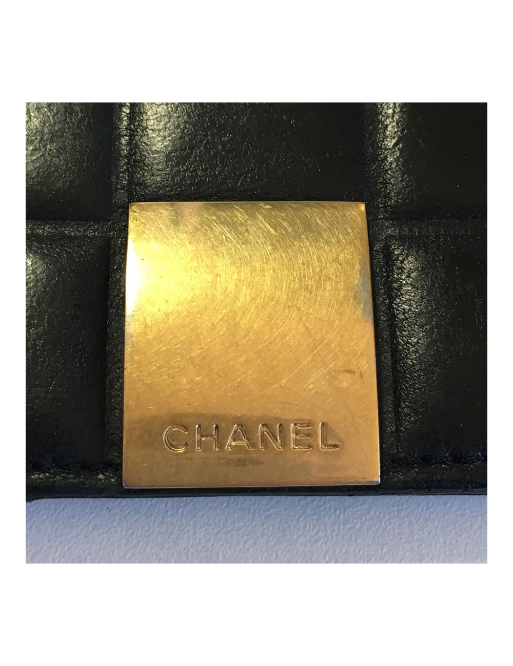 Portefeuille CHANEL Vintage en cuir matelassé noir