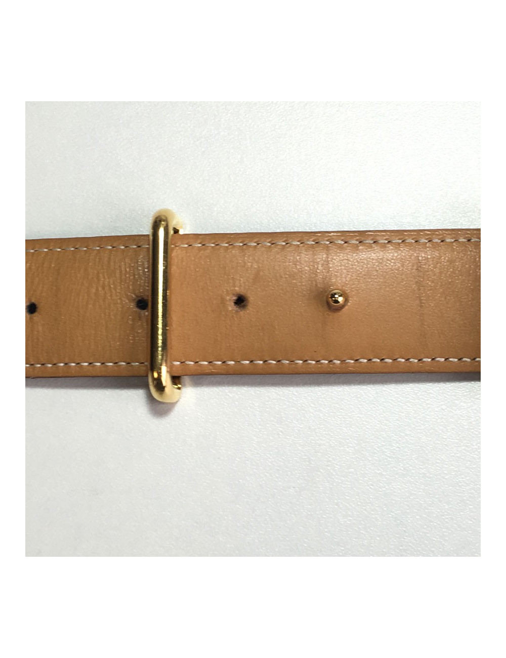 Belt HERMES T 90 reversible leather gold box and Brown