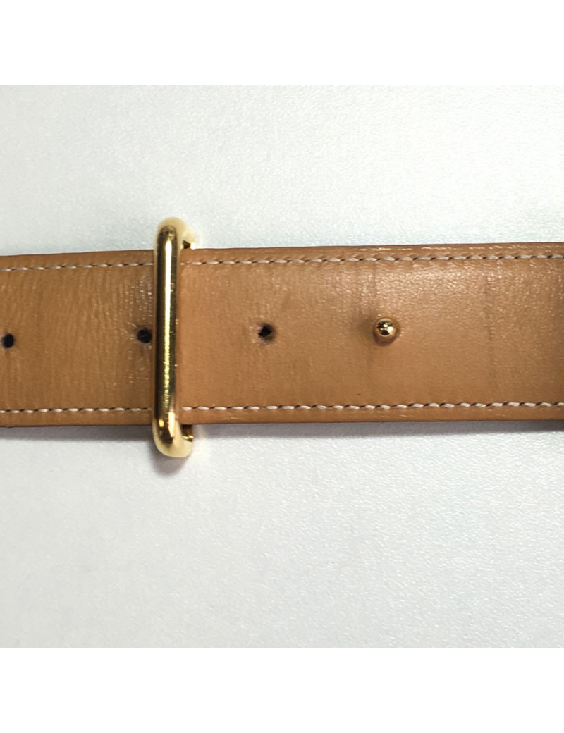 Ceinture HERMES T 90 réversible en cuir box gold et marron