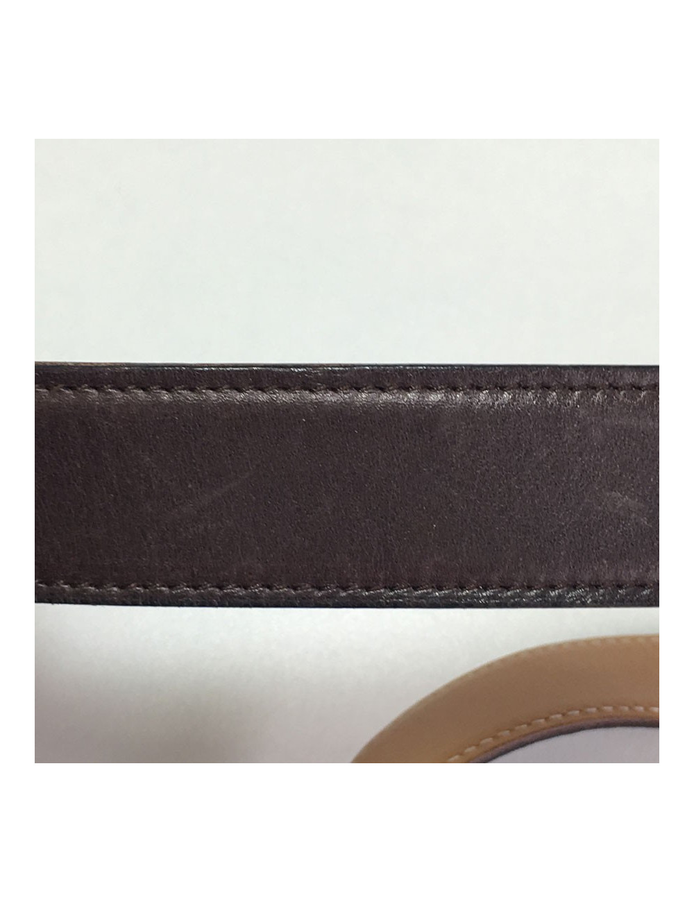 Belt HERMES T 90 reversible leather gold box and Brown