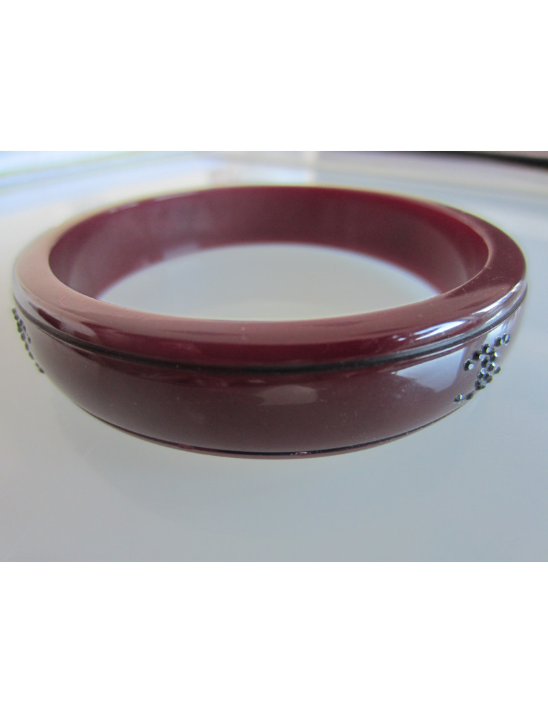 Bracelet bordeaux & strass noir CHANEL