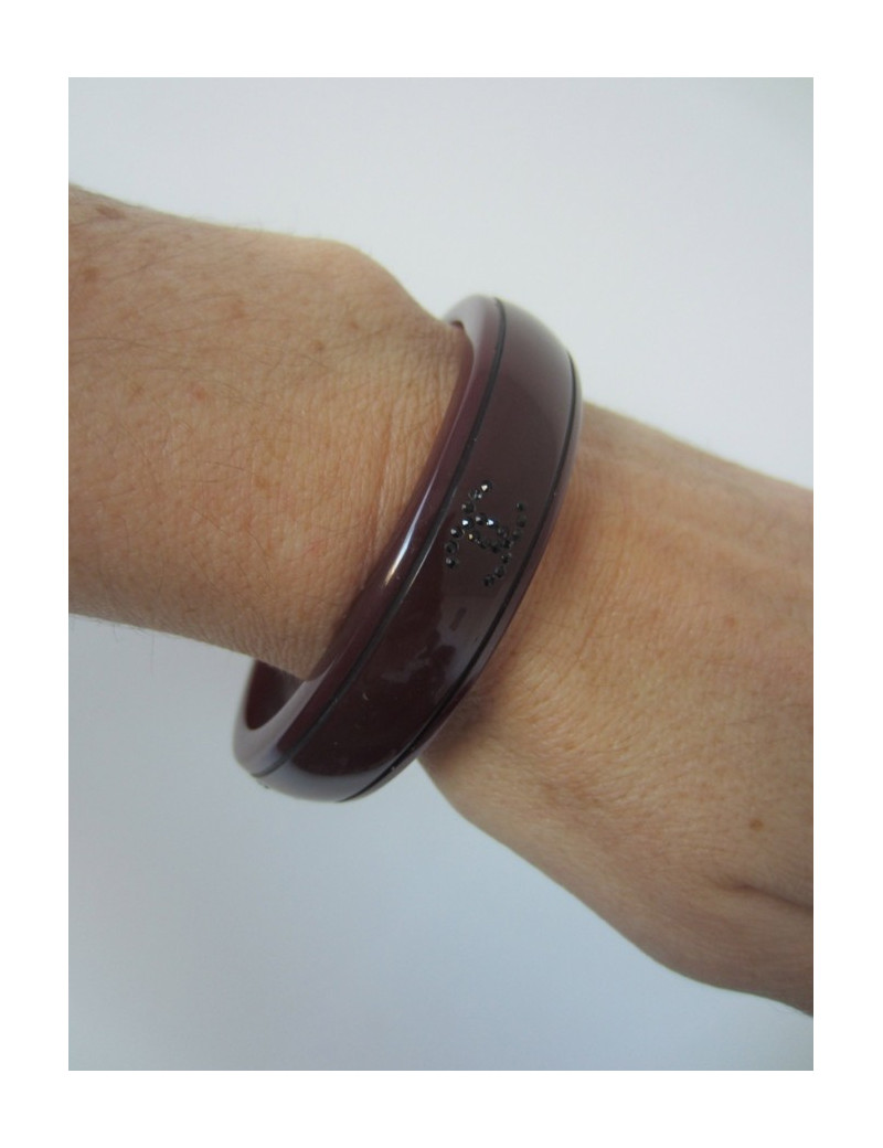 Bracelet bordeaux & strass noir CHANEL