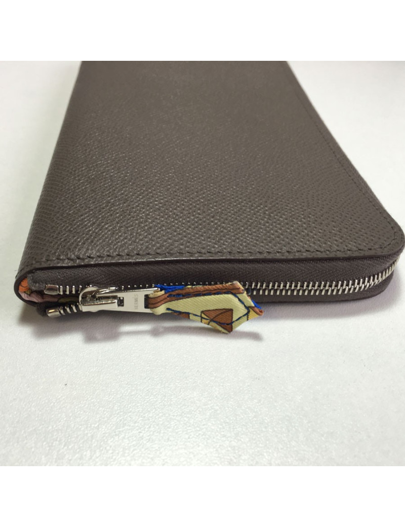  HERMES Wallet Silk'In in étoupe epsom calfskin leather