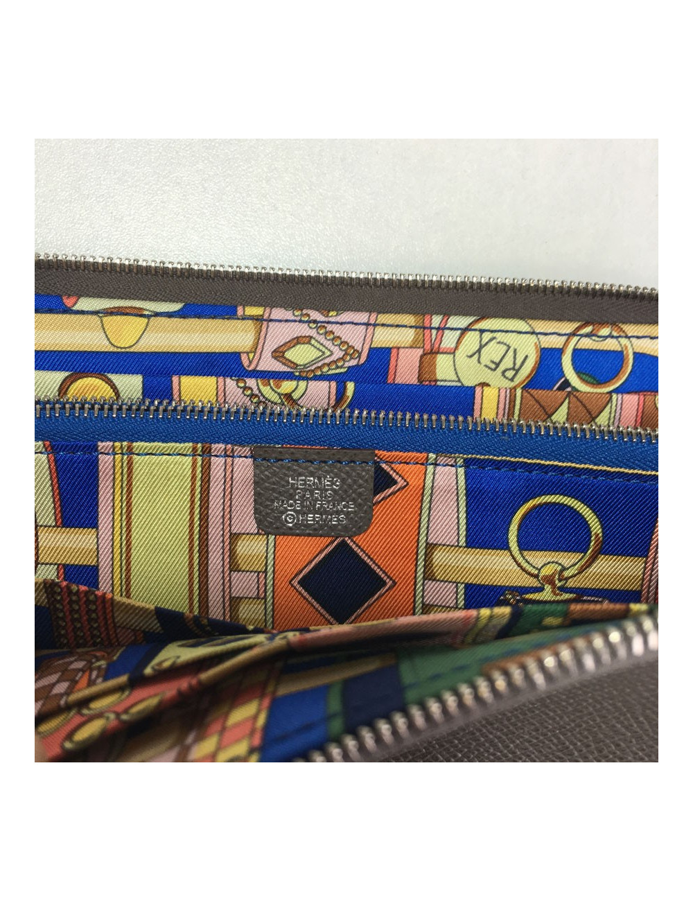 Portefeuille Silk'In HERMES veau epsom étoupe