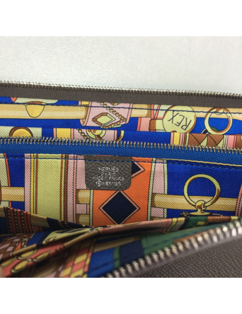 Portefeuille Silk'In HERMES veau epsom étoupe