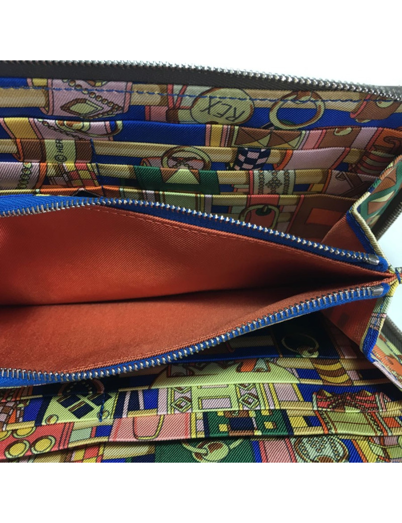 HERMES Wallet Silk'In in étoupe epsom calfskin leather