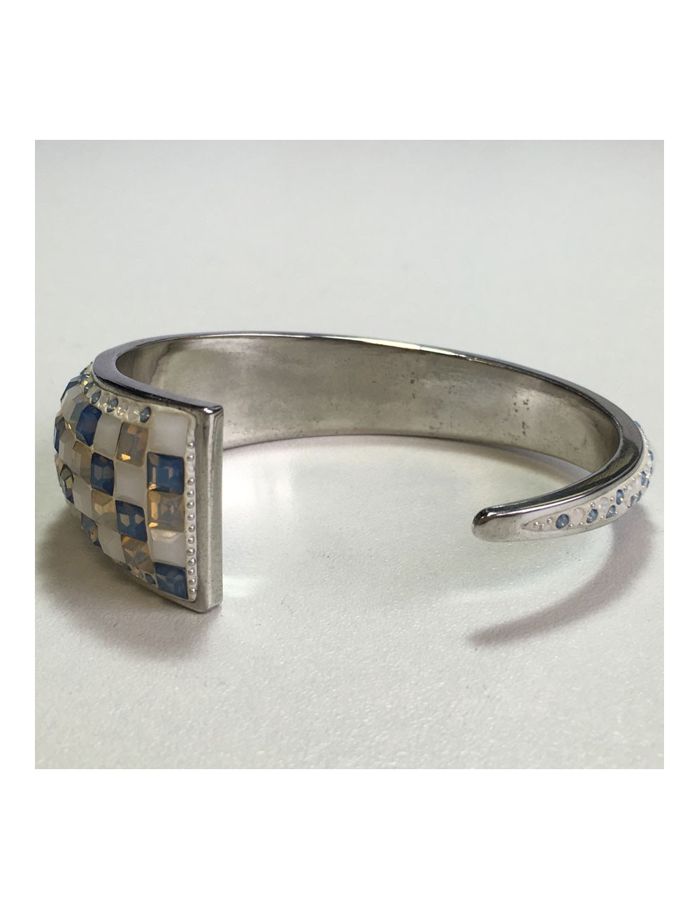 Ring ceramic and blue and white swarovski crystals bracelet