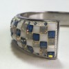 Ring ceramic and blue and white swarovski crystals bracelet