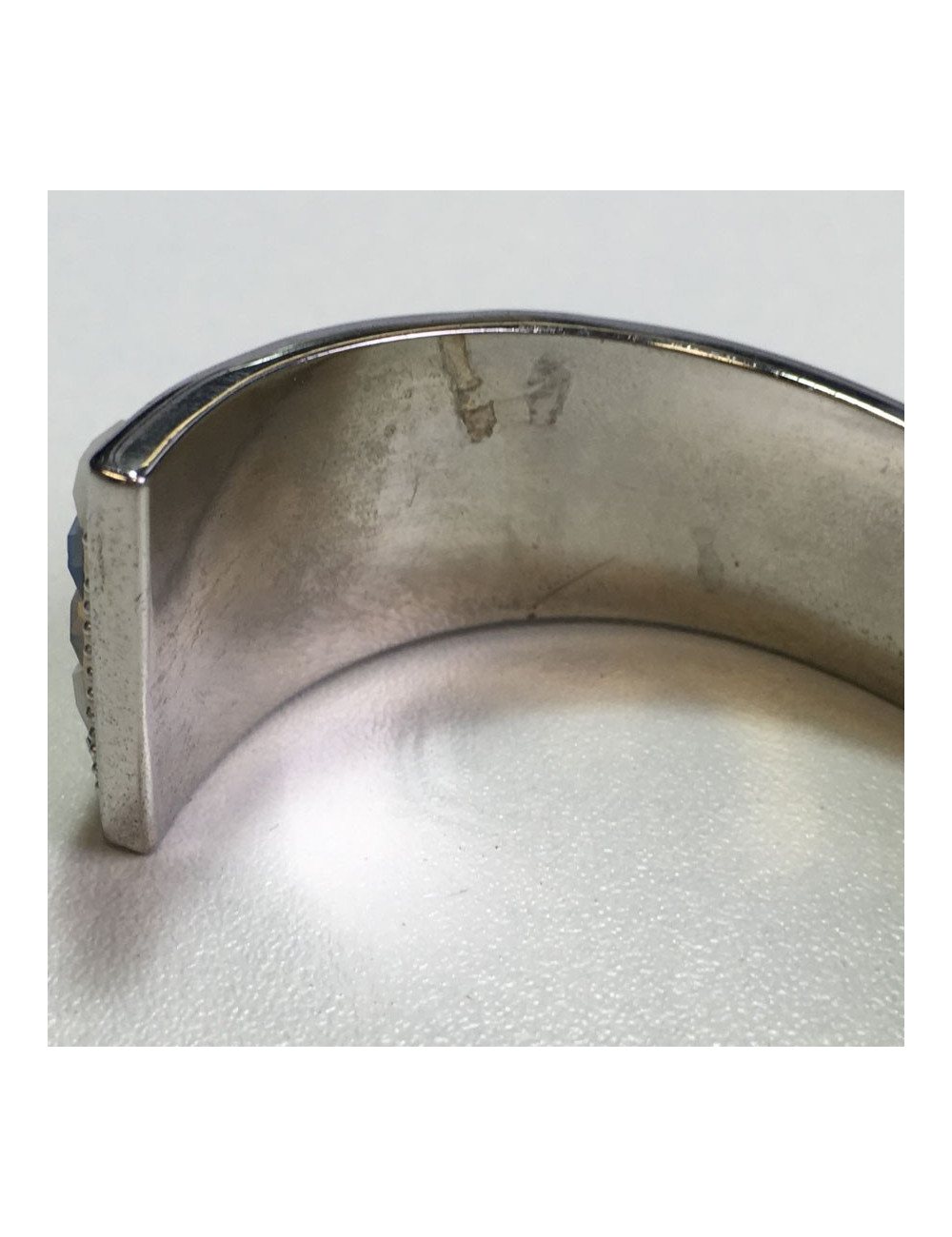 Ring ceramic and blue and white swarovski crystals bracelet