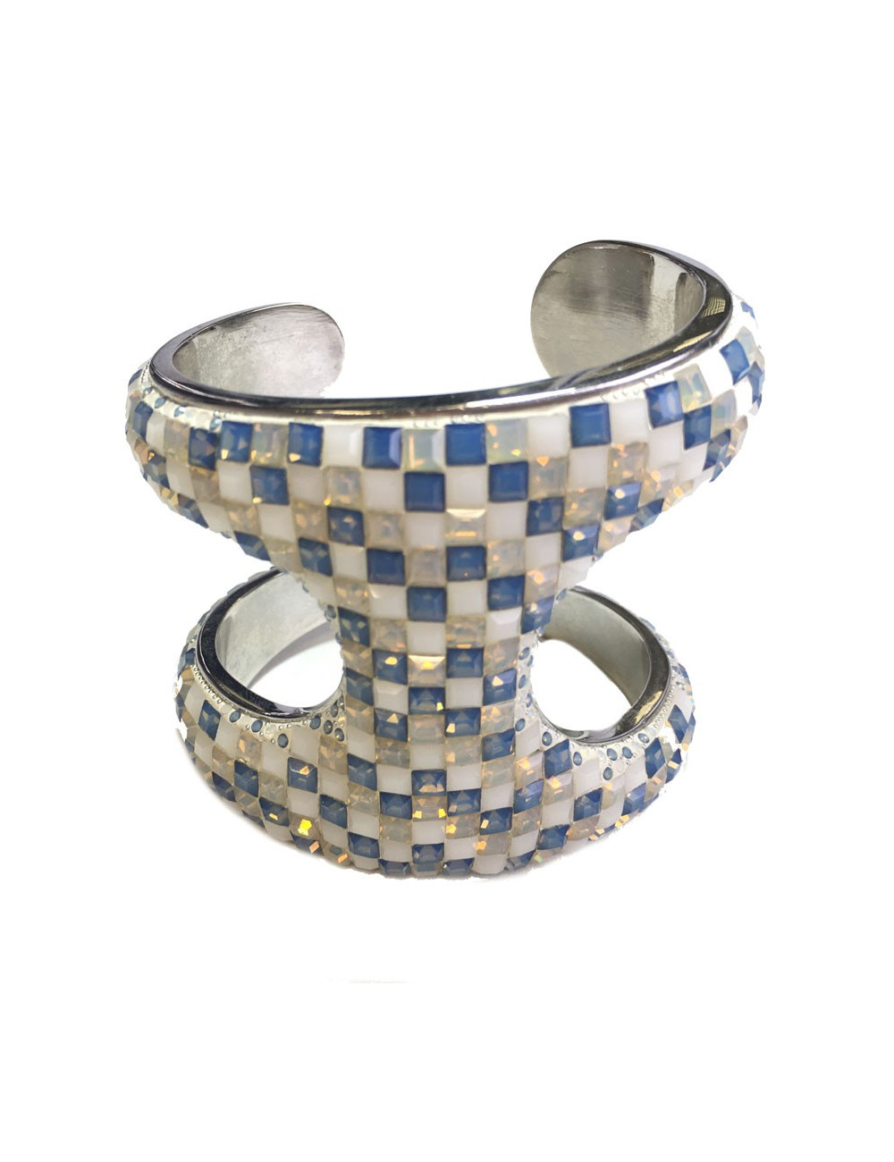 Manchette double céramique et cristaux Swarovski