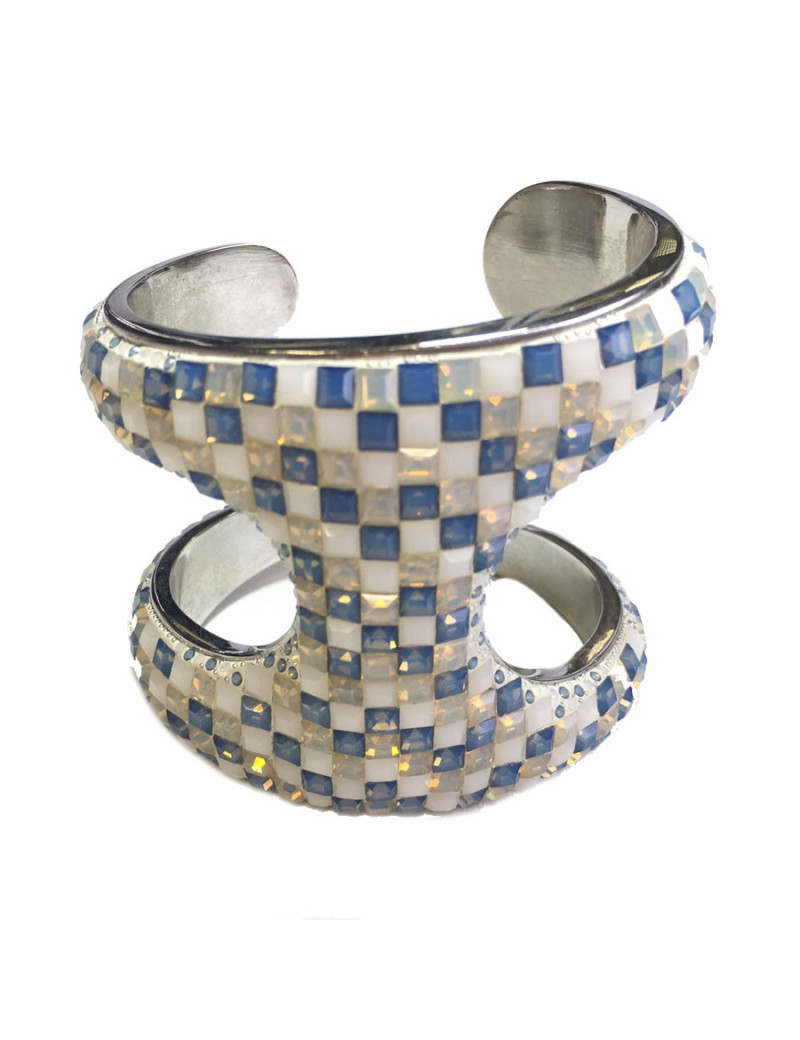 Manchette double céramique et cristaux Swarovski