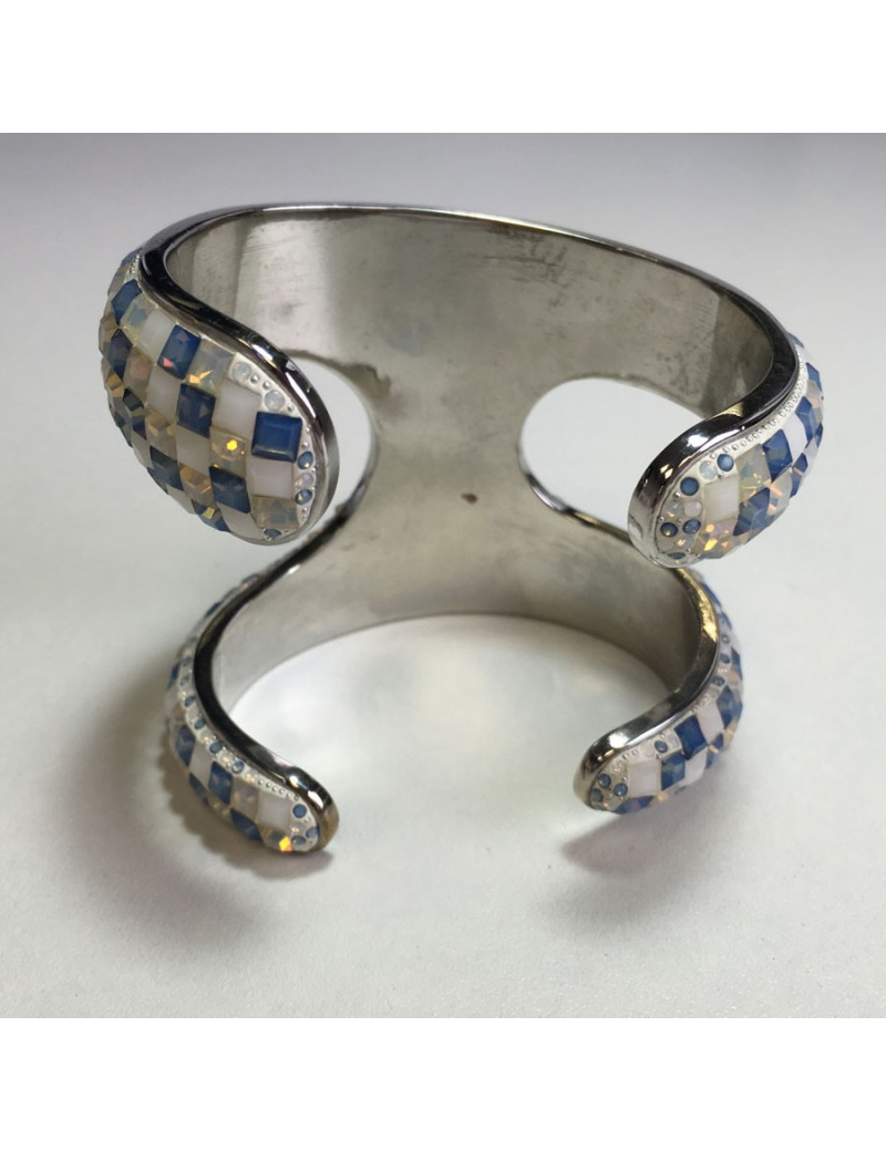 Manchette double céramique et cristaux Swarovski