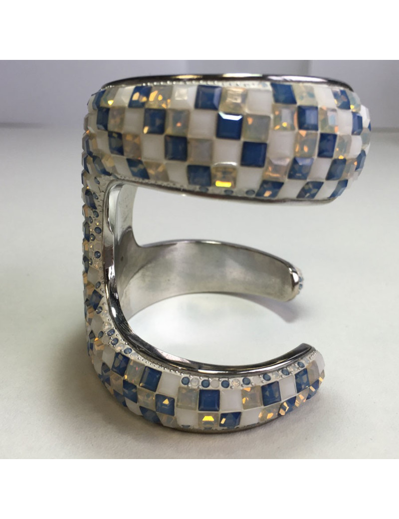 Manchette double céramique et cristaux Swarovski