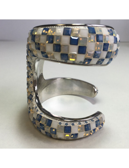 Manchette double céramique et cristaux Swarovski