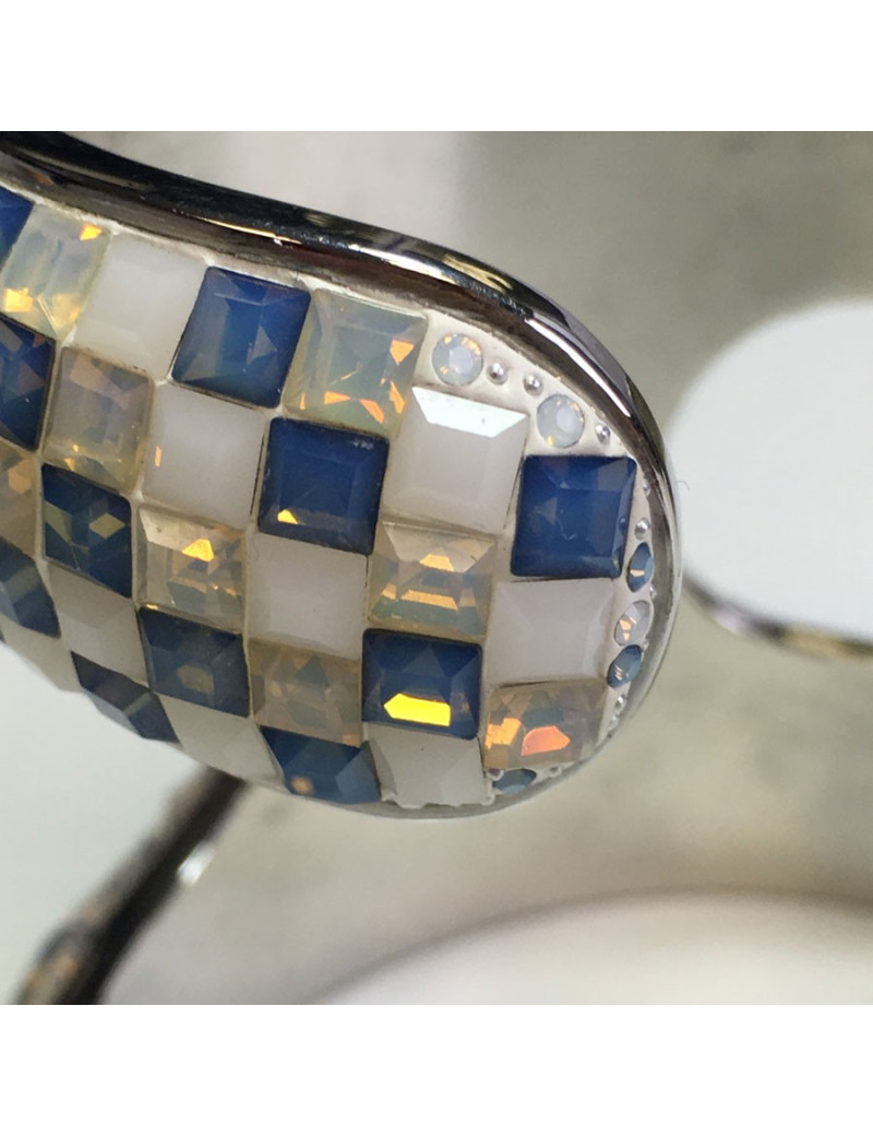 Manchette double céramique et cristaux Swarovski