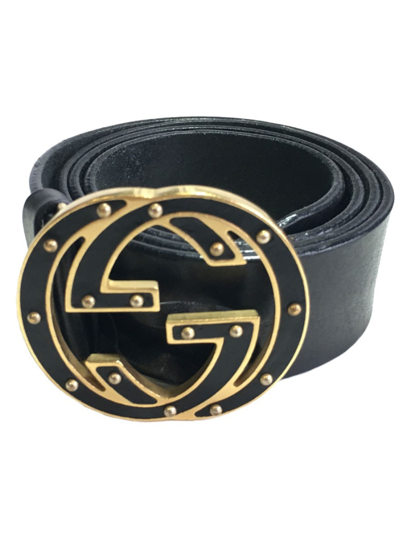 T90 black leather GUCCI belt