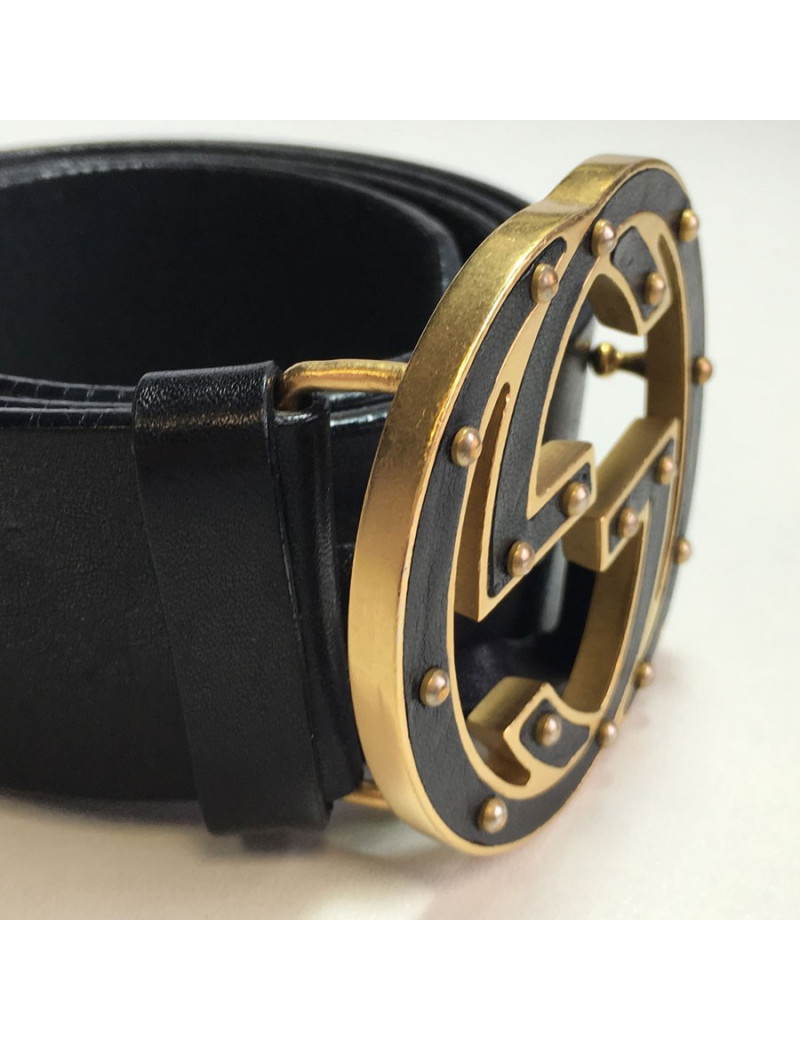 T90 black leather GUCCI belt