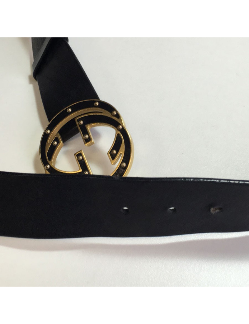 T90 black leather GUCCI belt