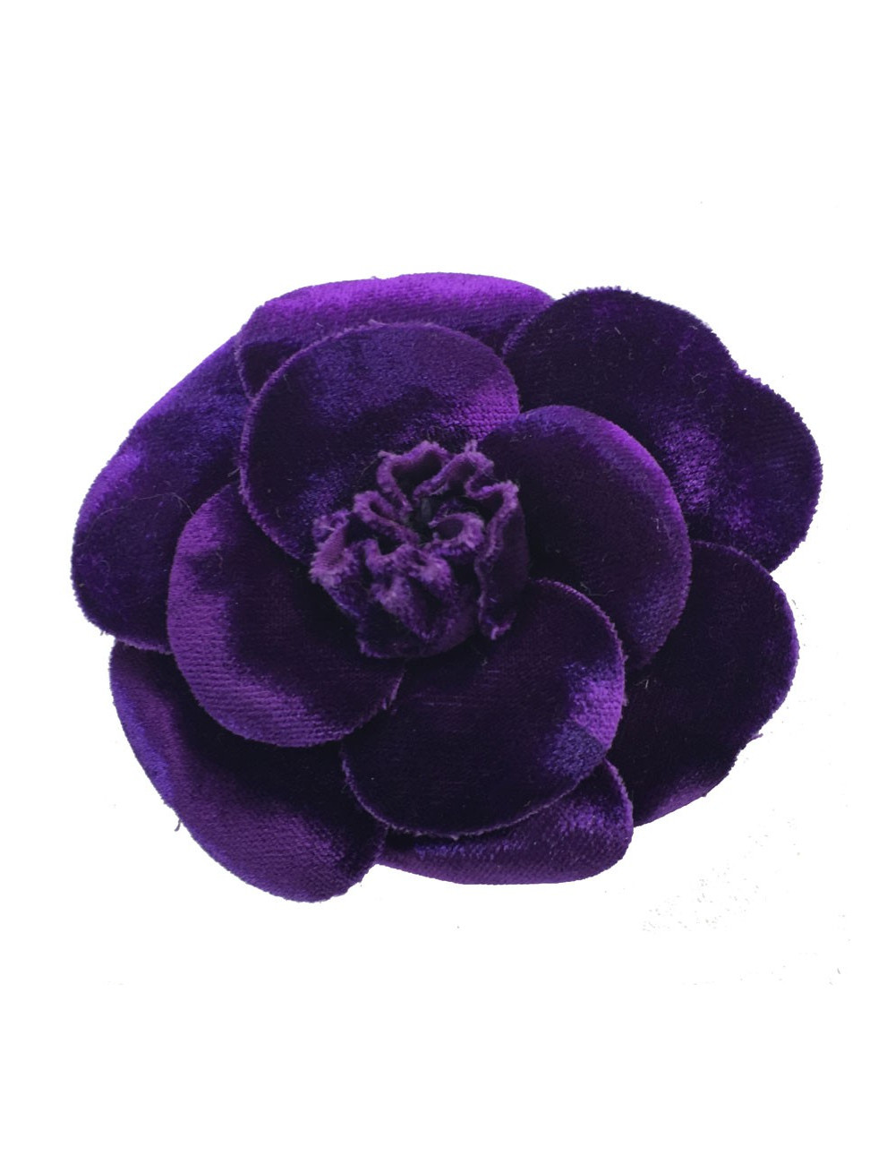 Broche camélia CHANEL velours de soie violet