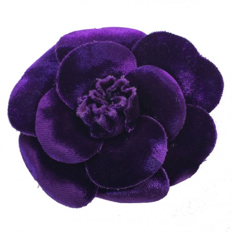 Purple silk velvet CHANEL Camellia brooch