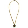 MARGUERITE of VALOIS necklace floweret Emerald and amber glass