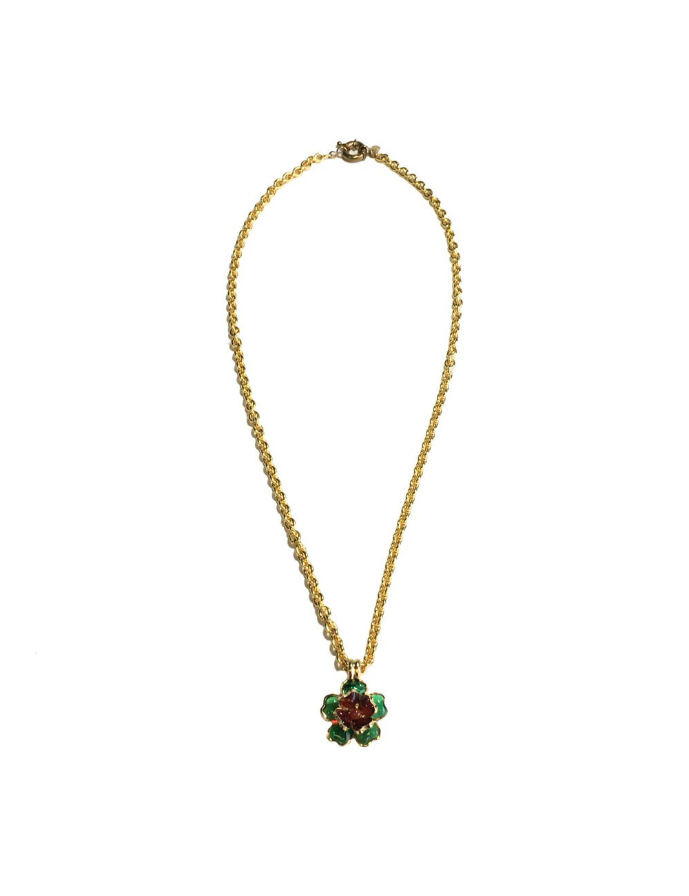 MARGUERITE de VALOIS amber and emerald molten glass flower necklace